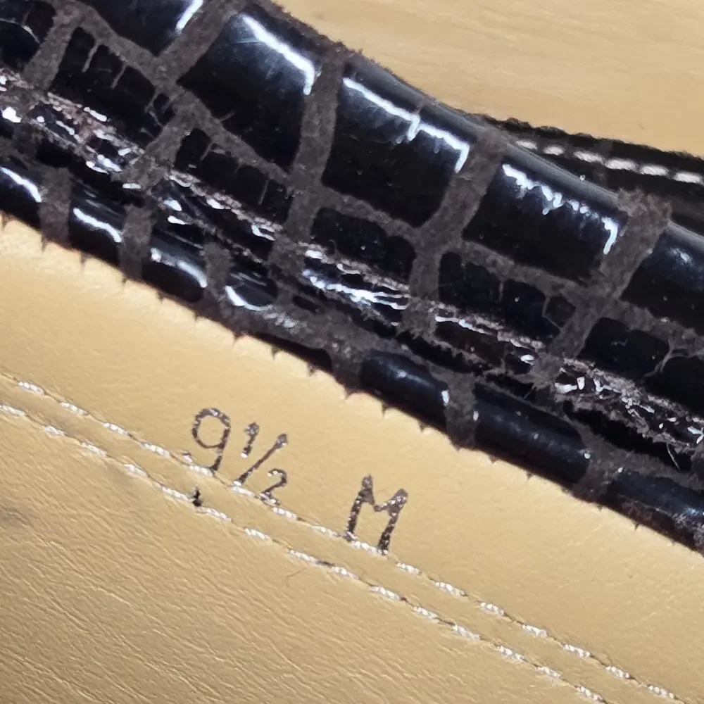 VanEli Brown Croc Embossed Patent Leather Loafers Moccasin Flats Women Size 9.5M